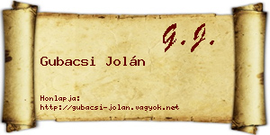 Gubacsi Jolán névjegykártya