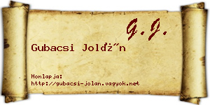Gubacsi Jolán névjegykártya